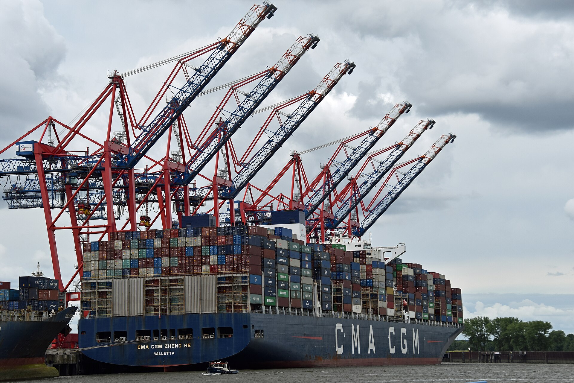 CMA CGM Zheng He, one of the world's largest container ships operated by CMA CGM, the French carrier whose vessel Everglade was struck by the IRGC in the Strait of Hormuz on April 18, 2026