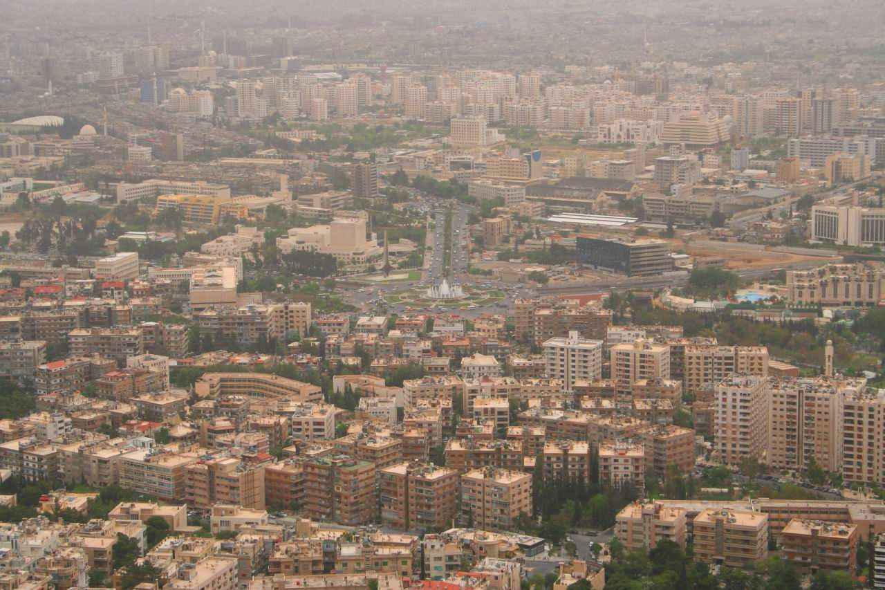 Damascus skyline aerial view, the Syrian capital where Saudi Arabia has committed 13.1 billion dollars in reconstruction investment since December 2024