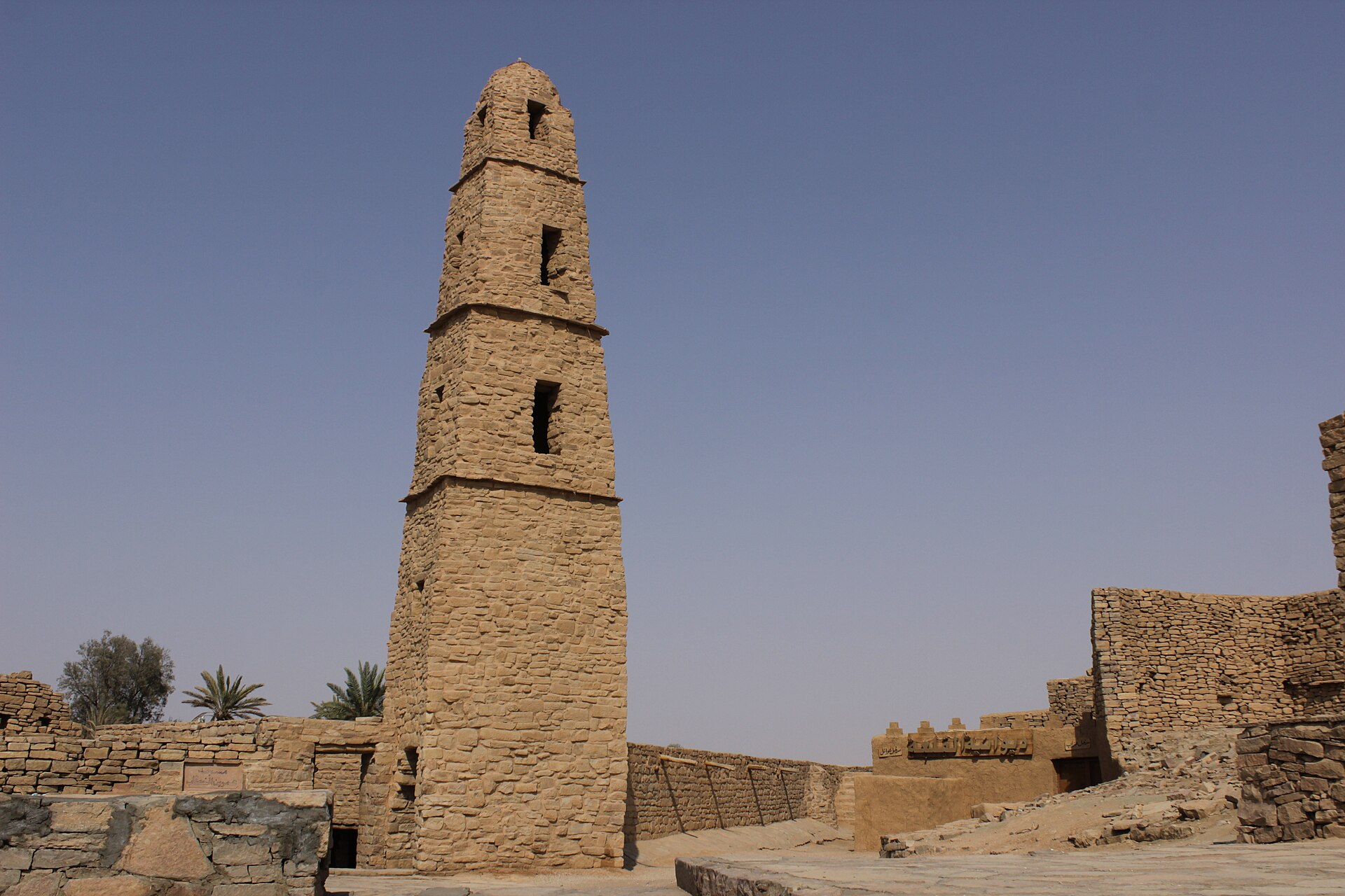 The ancient stone minaret of the Omar Ibn Al-Khattab Mosque at Dumat Al-Jandal