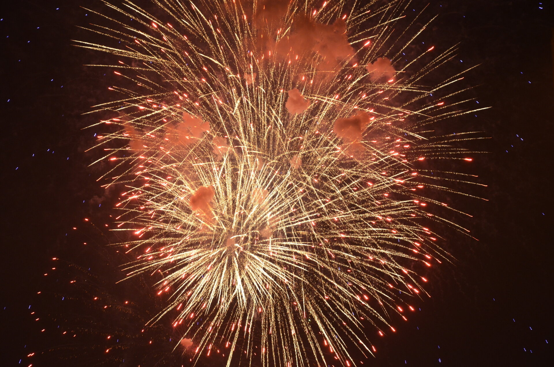 Fireworks lighting up the night sky over Riyadh during Eid al-Fitr celebrations