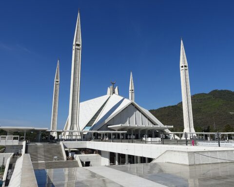 Faisal Mosque in Islamabad, Pakistan — the city hosting US-Iran nuclear talks, April 2026