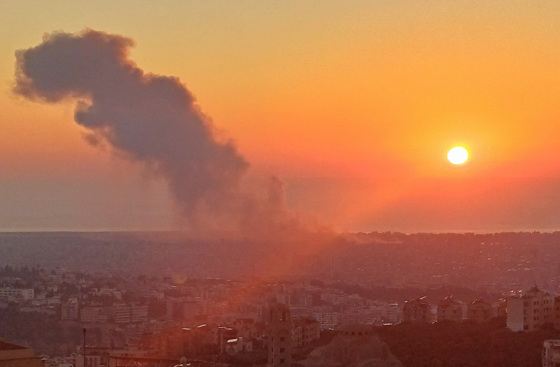 Smoke rises over Beirut after Israeli airstrike on Hezbollah headquarters, September 27 2024, the strike that killed Hassan Nasrallah