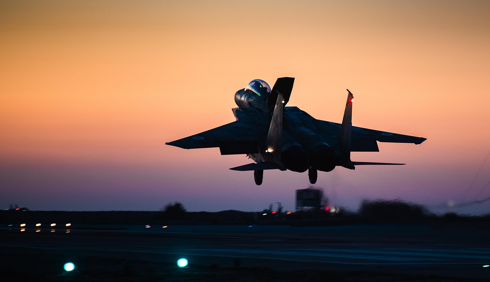 Israeli Air Force F-15I jet takes off at dusk during Operation New Order the September 2024 strike that killed Hezbollah leader Hassan Nasrallah