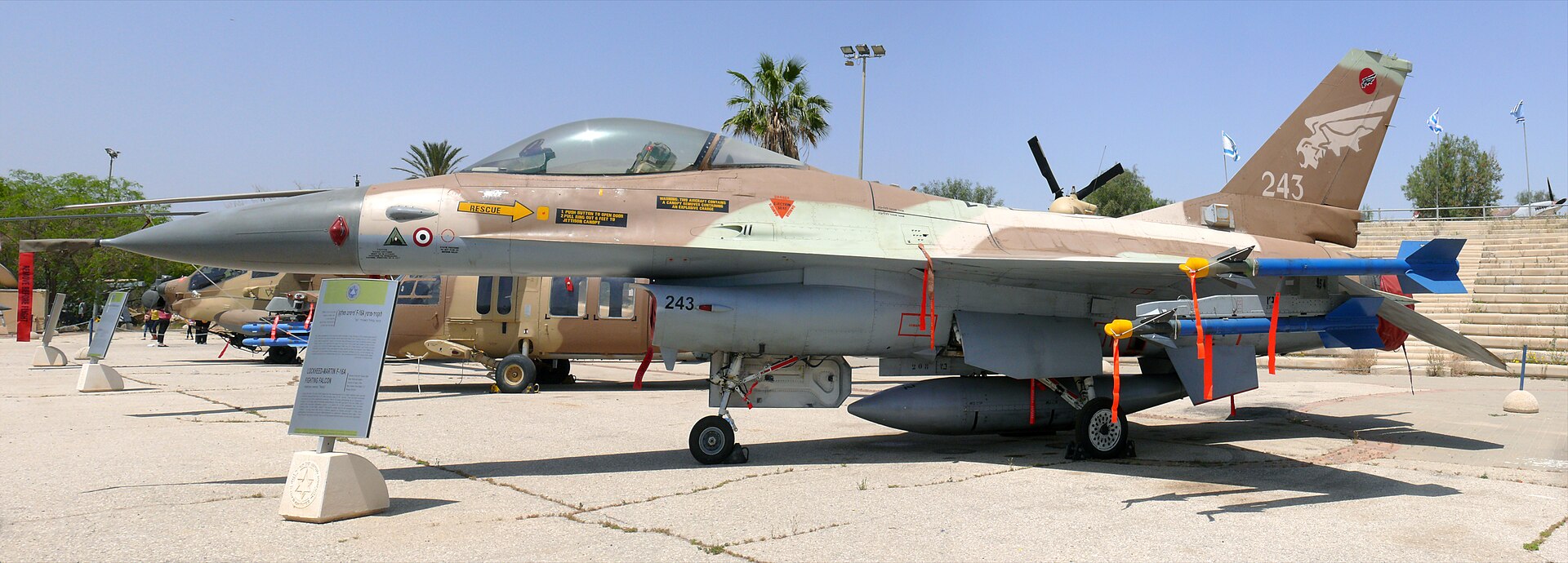 IAF F-16A Netz 243, flown by Ilan Ramon in the 1981 Operation Opera strike on Osirak — the founding precedent for the Begin Doctrine Netanyahu has explicitly invoked against Iran