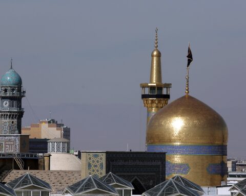 Golden dome of the Imam Reza shrine in Mashhad, Iran