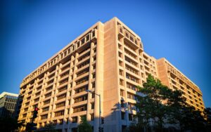 IMF headquarters building Washington DC, venue for World Bank-IMF Spring Meetings where Pakistan and Saudi Arabia signed the $11 billion financial extension on April 17, 2026