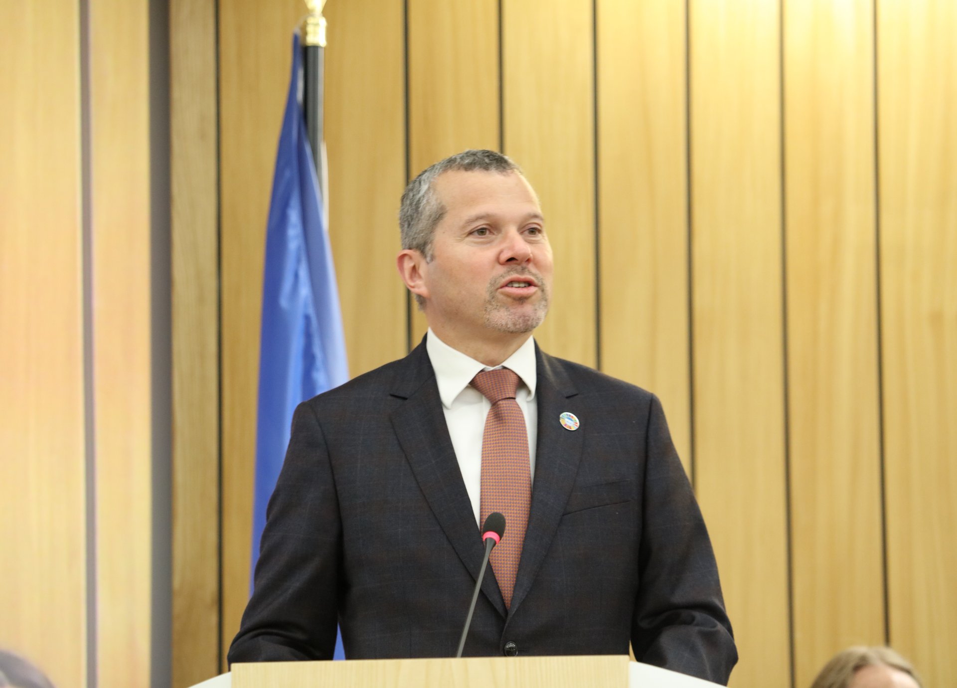 IMO Secretary-General Arsenio Dominguez addresses a session at IMO headquarters in London, the body that condemned attacks on vessels but lacks enforcement authority over Iran's Hormuz toll regime