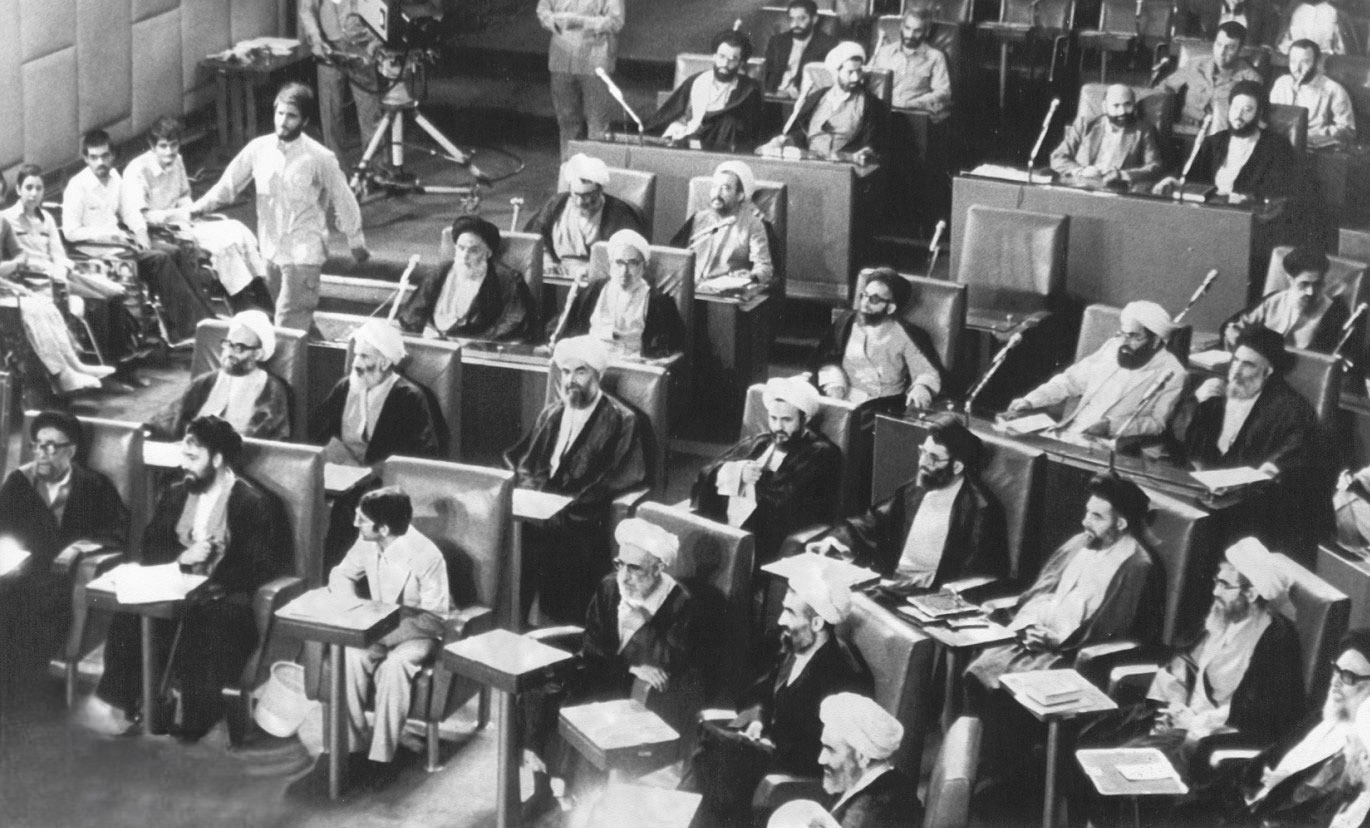The first session of Iran's Assembly of Experts, September 1983 — the 88-member clerical body that holds exclusive constitutional authority to dismiss or succeed the Supreme Leader