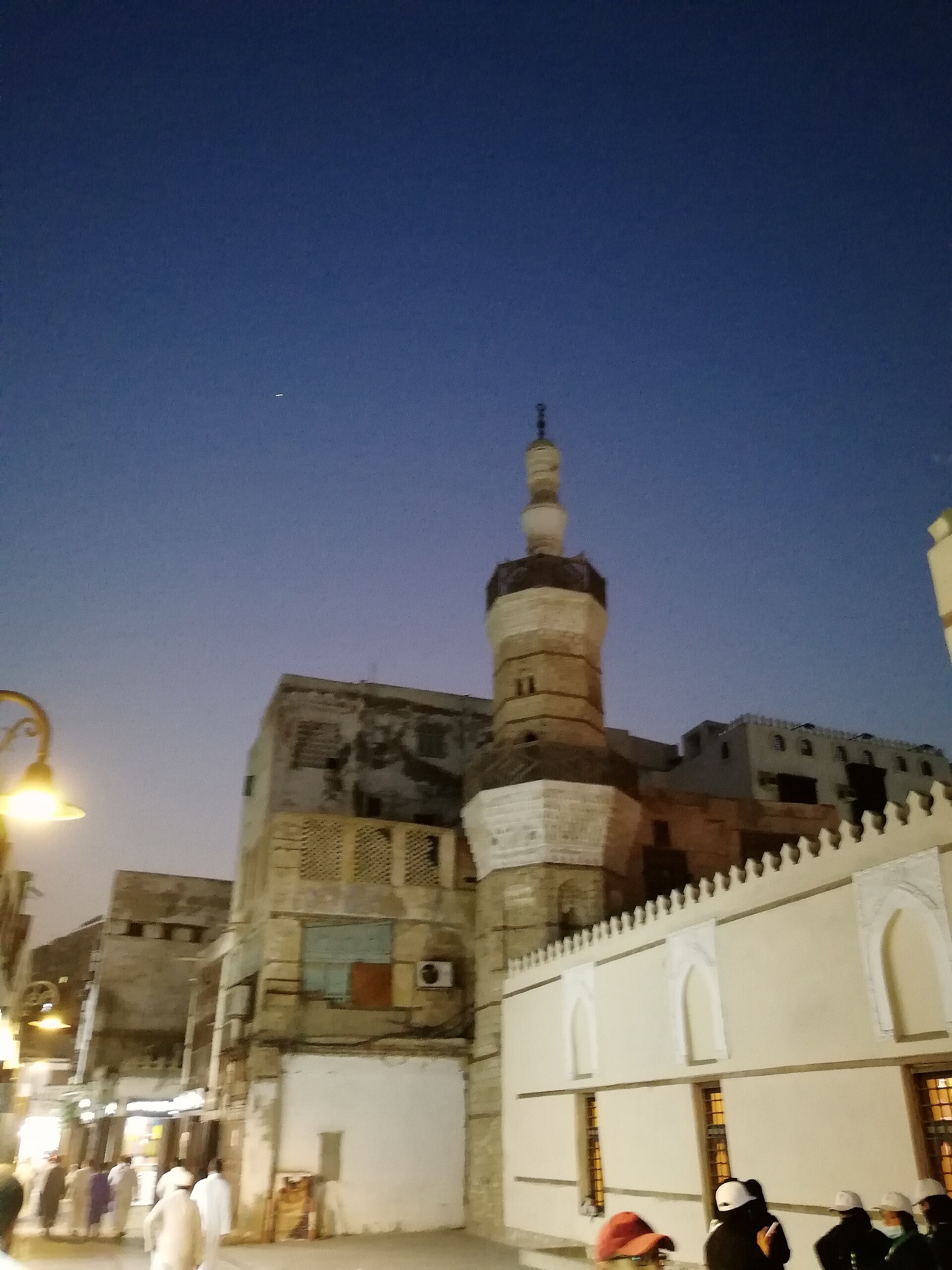 Al-Shafii Mosque and its thousand-year-old minaret in Al Balad Historic Jeddah at dusk