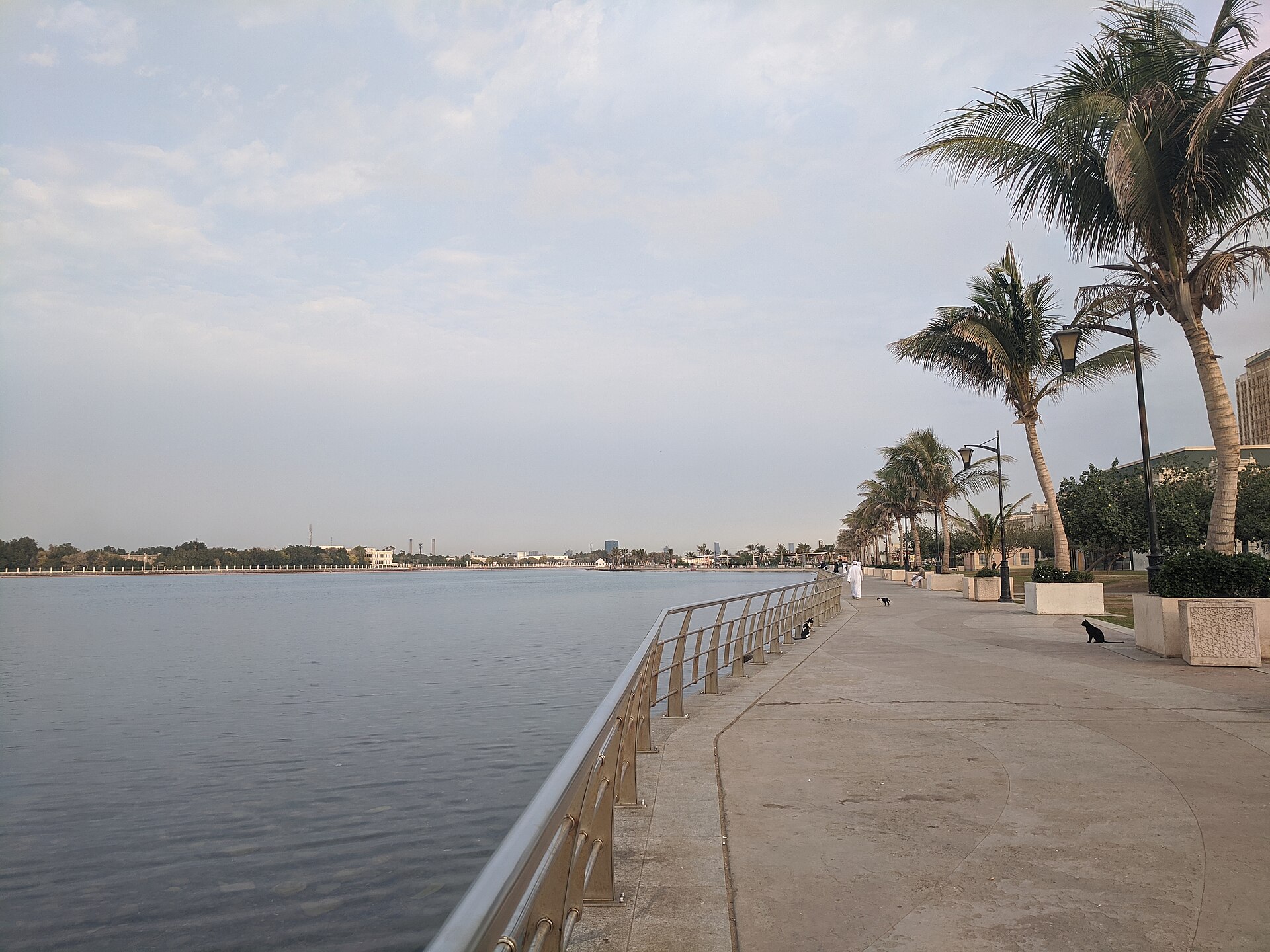 Jeddah Corniche waterfront promenade with palm trees along the Red Sea coast
