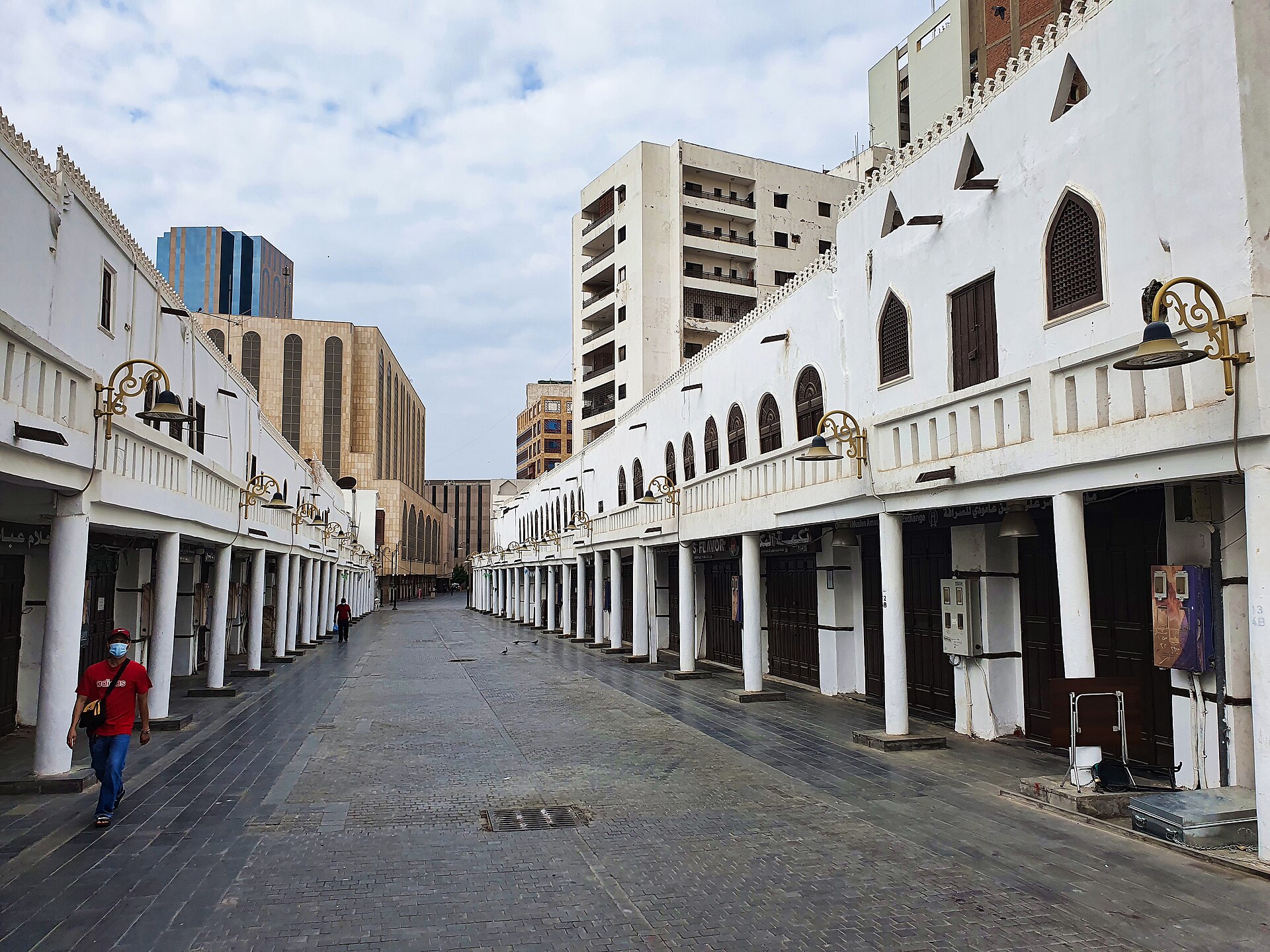 Historic market street in Al Balad, old Jeddah, Saudi Arabia