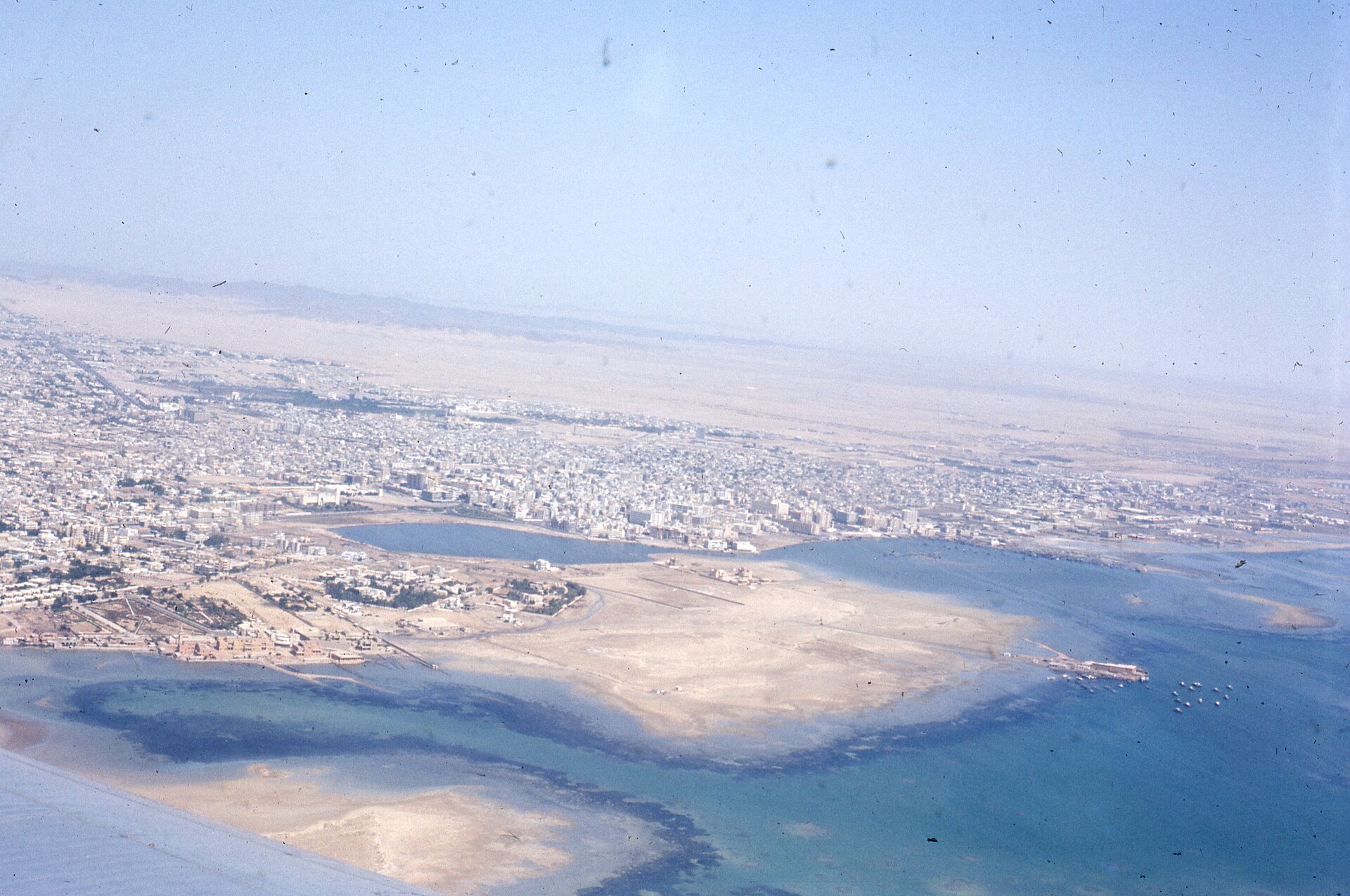Aerial view of Jeddah port on Saudi Arabia's Red Sea coast — Saudi Arabia's primary western seaboard export outlet, with Yanbu industrial port 300km north serving as the East-West Pipeline terminus