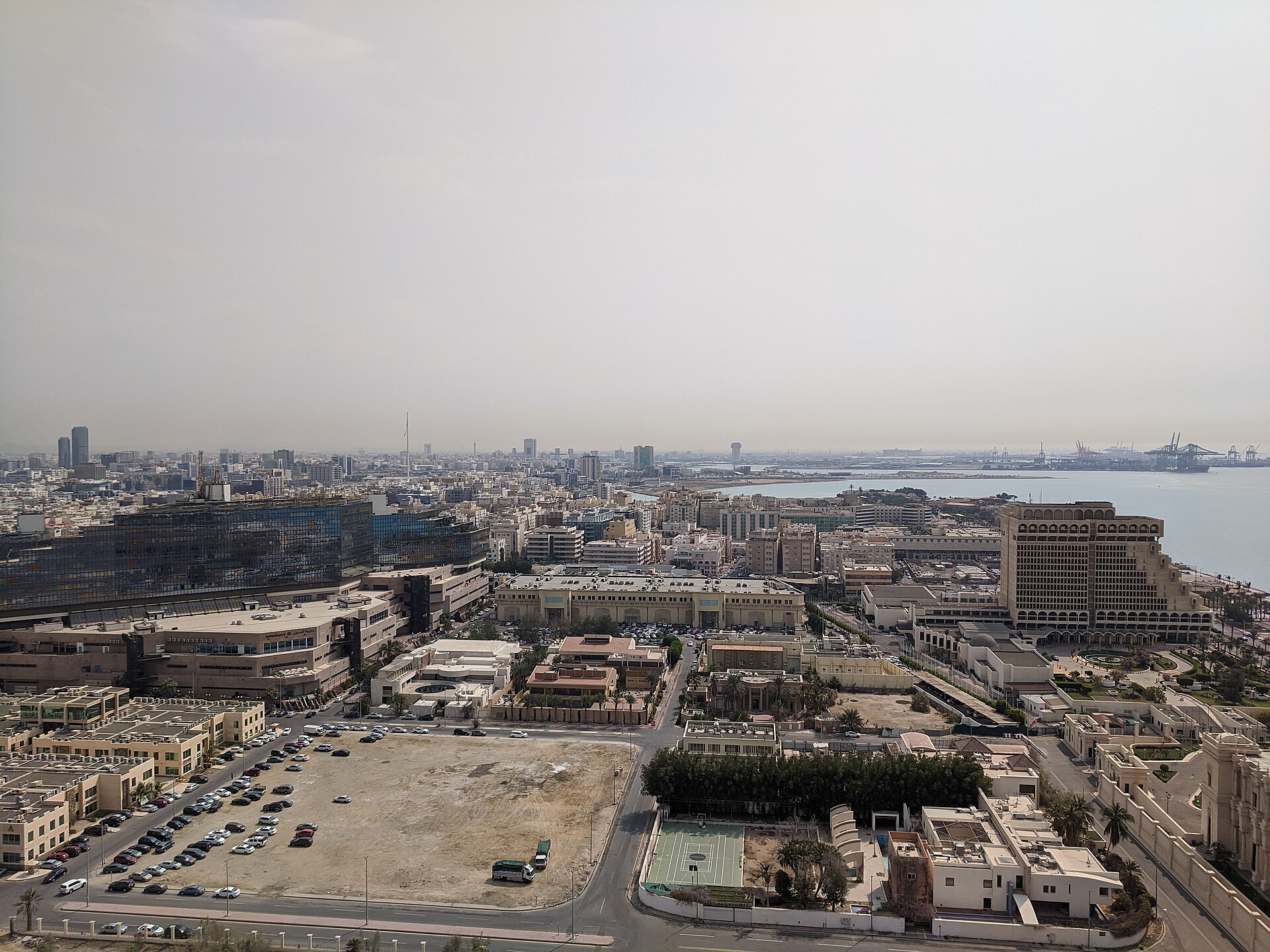 Jeddah skyline showing modern commercial towers along the Red Sea coast