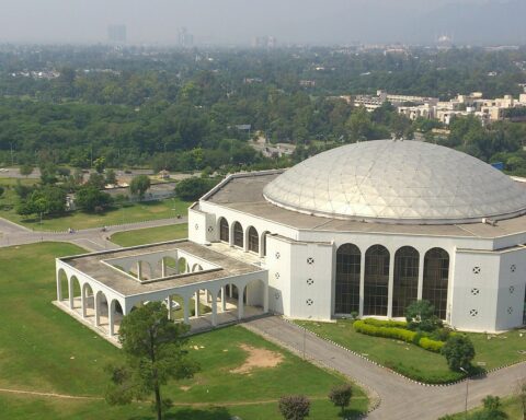 Jinnah Convention Centre, Islamabad — Pakistan diplomatic summit venue, aerial view