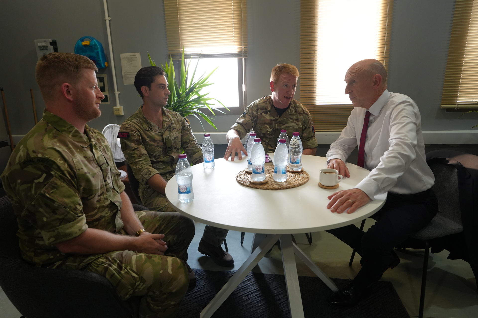 UK Defence Secretary John Healey meeting with British armed forces personnel deployed in Qatar July 2024
