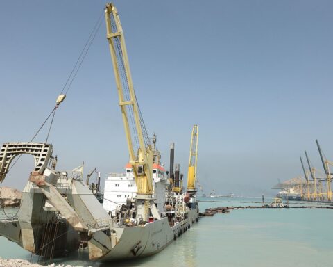 King Abdullah Port under construction at King Abdullah Economic City, Saudi Arabia