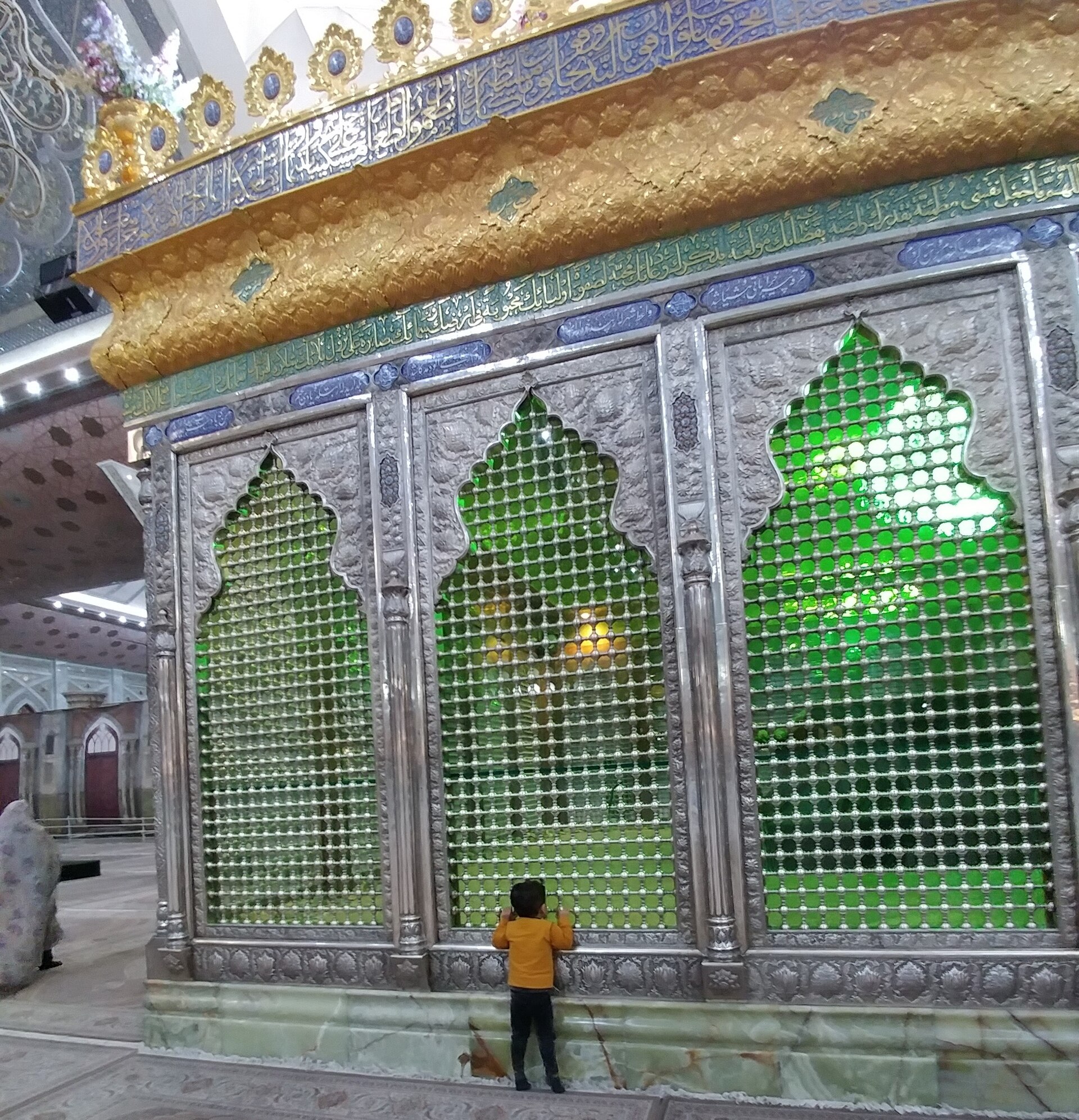 Interior of Imam Khomeini shrine Tehran Iran — the mausoleum of the Islamic Republic founder whose 1989 succession produced a functioning civilian-clerical command structure unlike 2026