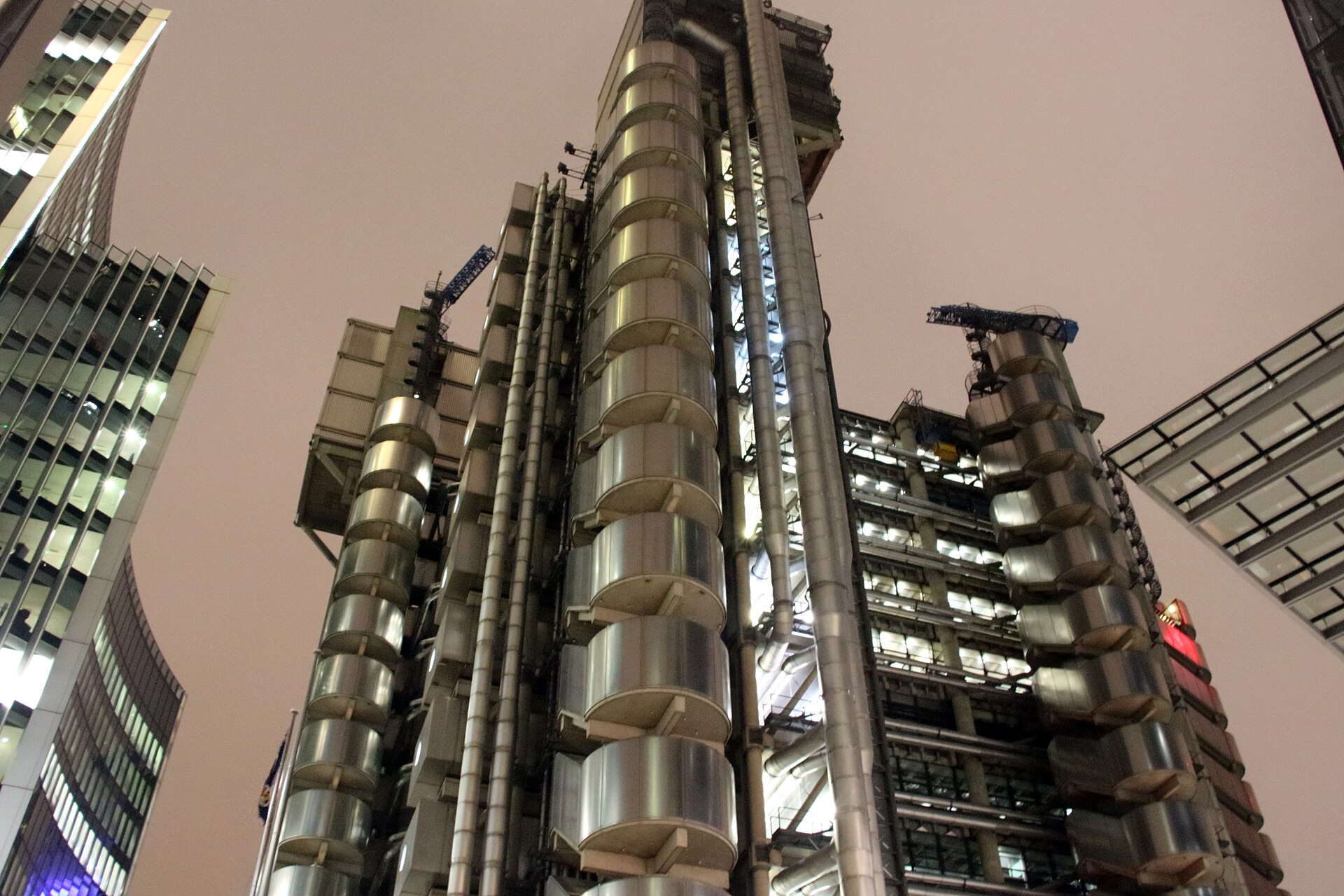 The Lloyd's of London building in the City of London financial district — home of the Joint War Committee, whose JWLA-033 listed-area designation of the entire Persian Gulf triggered hull insurance warranty breaches for every vessel entering the strait