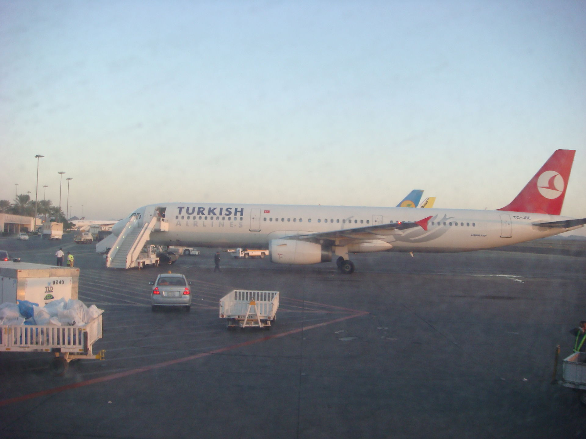Prince Mohammad bin Abdulaziz International Airport Madinah apron during Hajj season, aircraft including Turkish Airlines and Uzbek charter