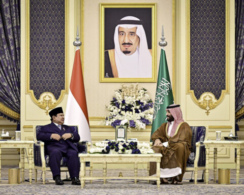 Crown Prince Mohammed bin Salman of Saudi Arabia meets Indonesian President Prabowo Subianto at a formal bilateral in Jeddah, July 2025
