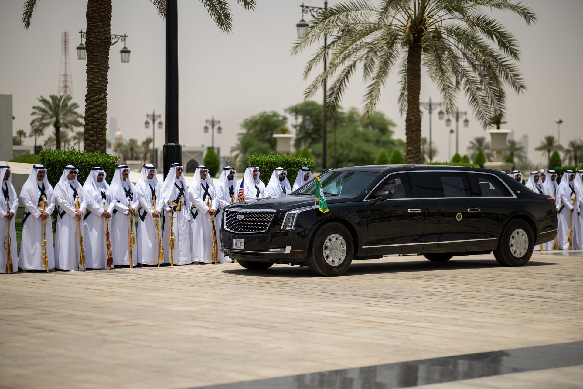 Welcome ceremony at the Saudi Royal Court Palace in Riyadh, May 2025 — the same compound where MBS will receive Pakistani Prime Minister Shehbaz Sharif on April 15, 2026 for a ceasefire review
