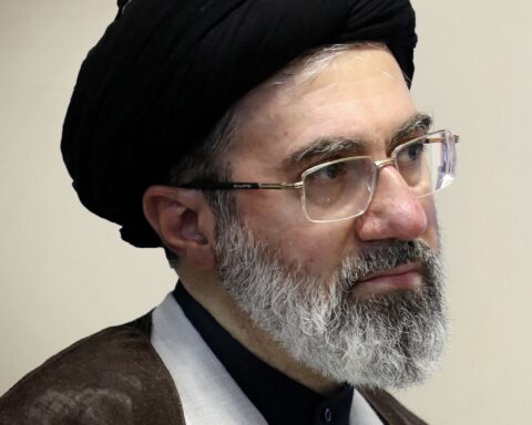 Mojtaba Khamenei, Iran Supreme Leader, photographed April 10 2026 — nine days before IRGC gunboats fired on Indian-flagged tankers under his public endorsement