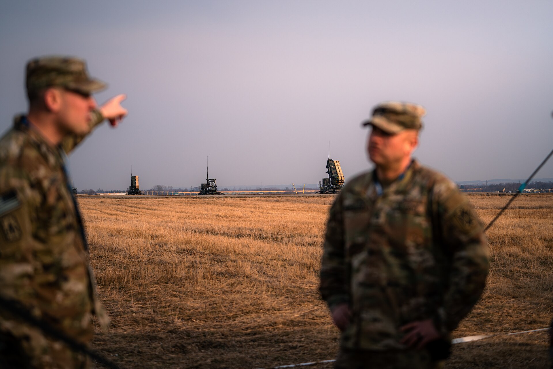US Army soldiers at Patriot missile battery site in Poland, March 2022, as 10th AAMDC repositioned two batteries to reinforce NATO eastern flank