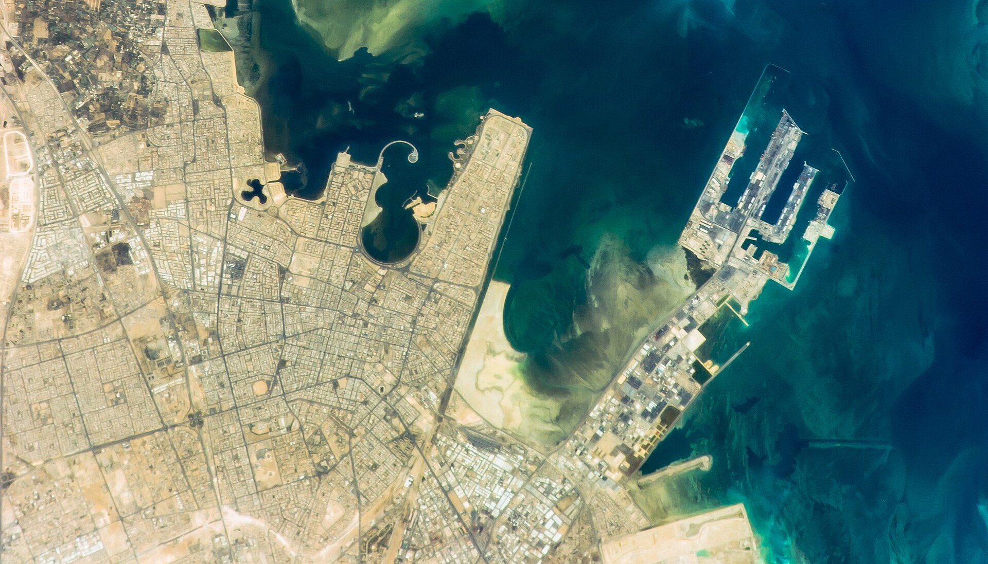 Ras Tanura export terminal and refinery complex, Saudi Arabia, photographed from the International Space Station