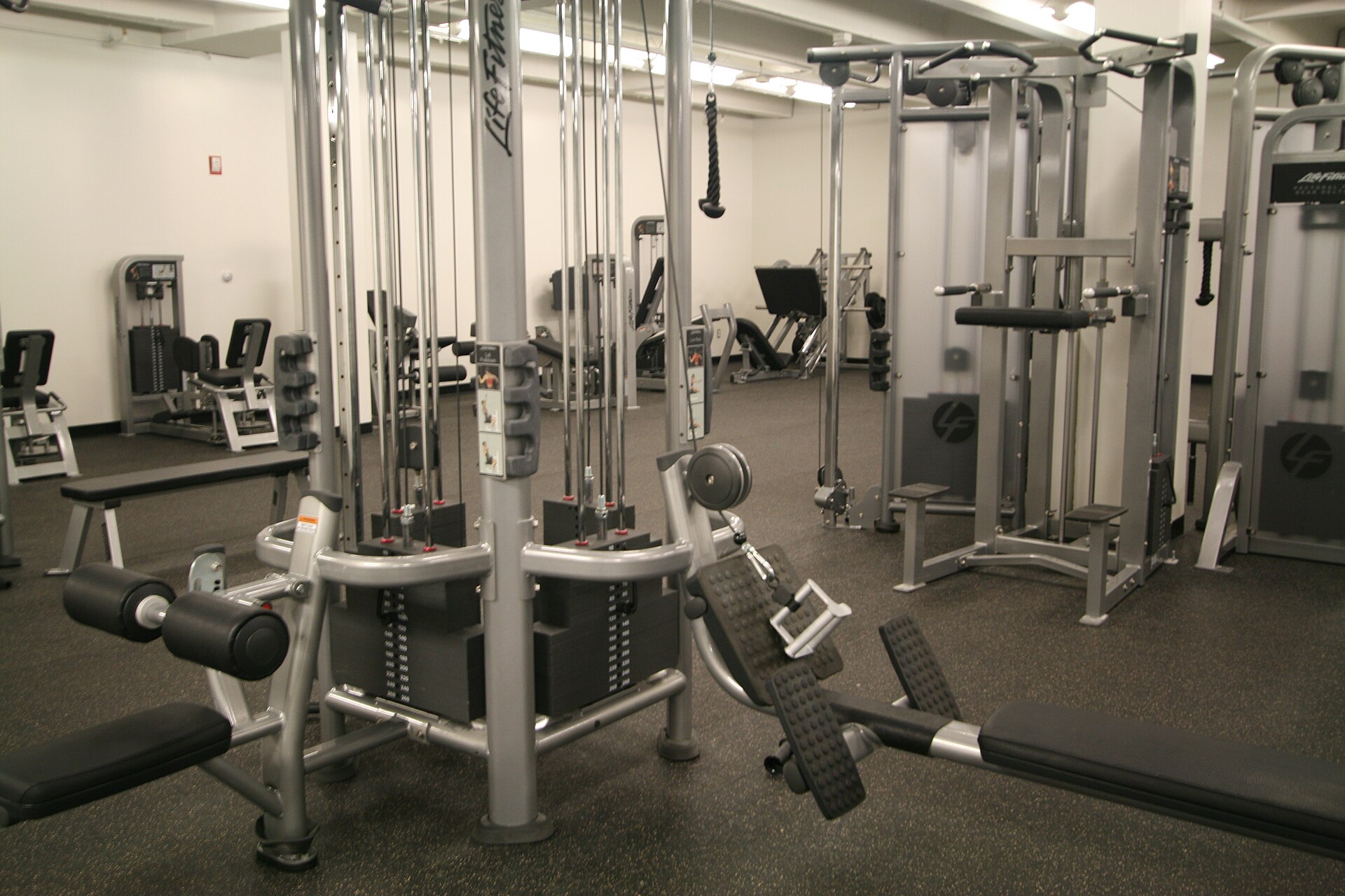 Cable and row machines inside a well-equipped gym facility