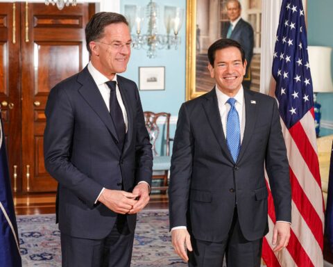 U.S. Secretary of State Marco Rubio meets with NATO Secretary General Mark Rutte at the Department of State, Washington D.C., April 8, 2026