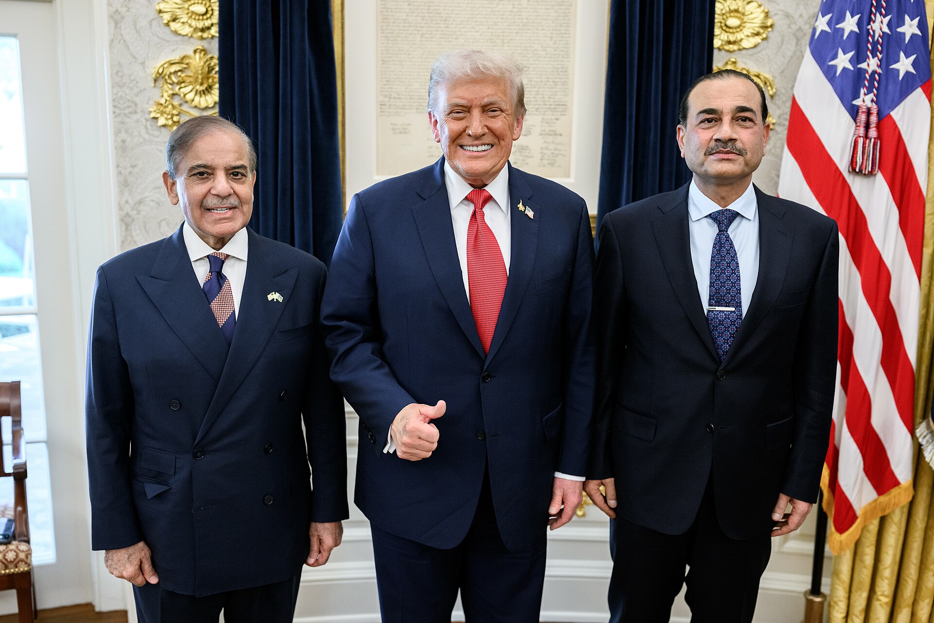 Pakistan Prime Minister Shehbaz Sharif and Field Marshal Asim Munir meet President Trump at the White House in September 2025, establishing the diplomatic partnership that underpins the Islamabad Process