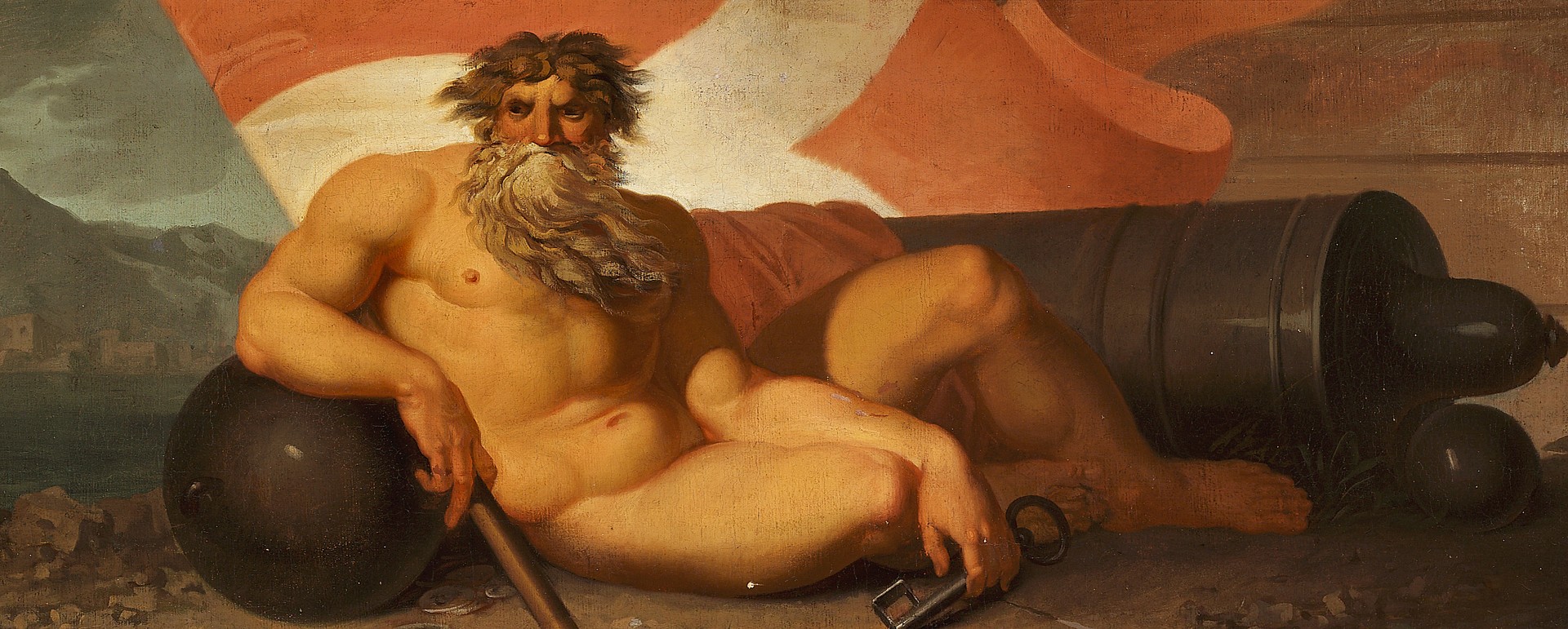 Allegorical painting of the Sound Dues at Helsingør by Nicolai Abildgaard, circa 1785, depicting Denmark collecting strait tolls from passing ships