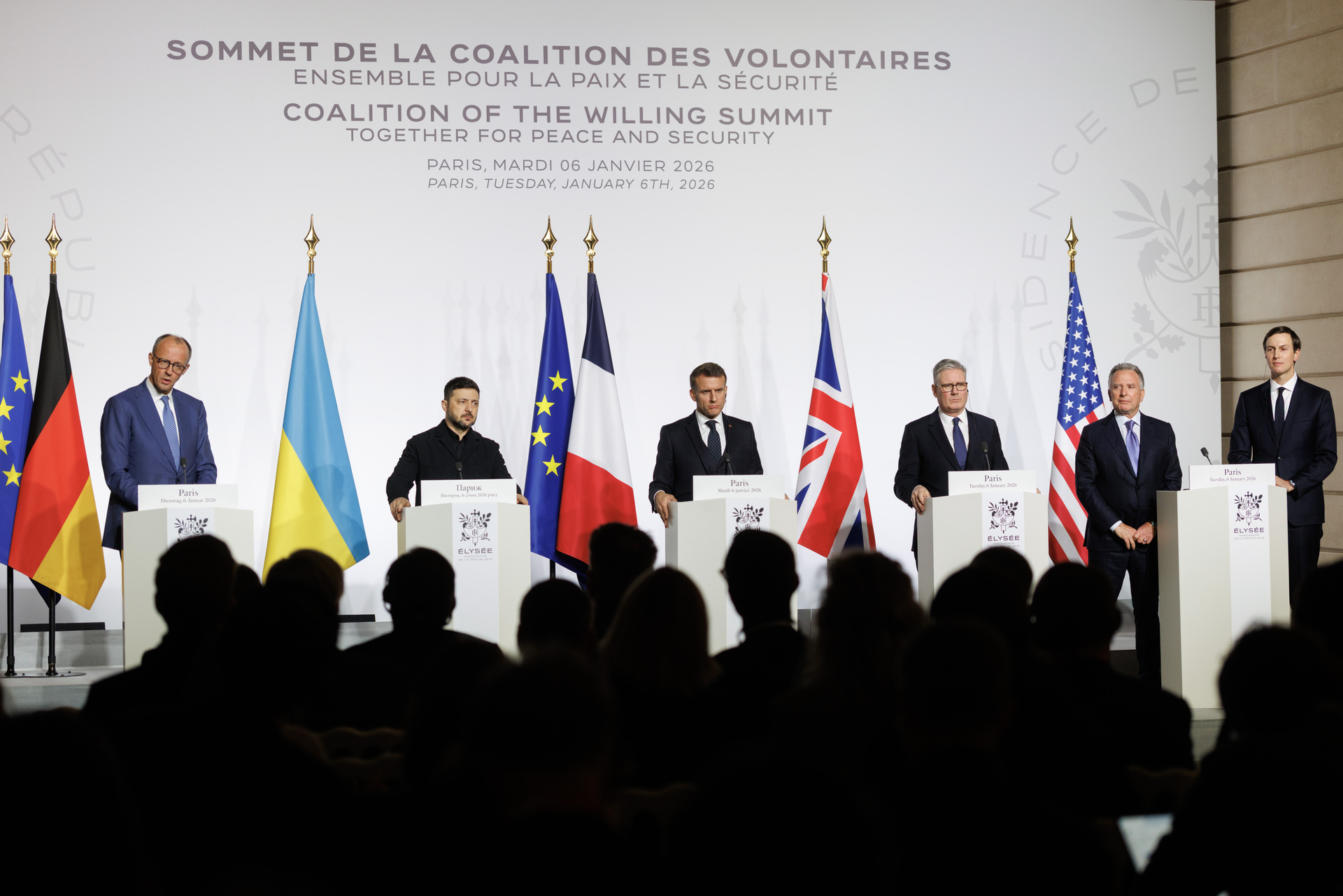 Prime Minister Keir Starmer and French President Emmanuel Macron at the Coalition of the Willing press conference at the Élysée Palace, Paris, January 2026 — the same diplomatic partnership now co-chairing the April 17 Hormuz conference