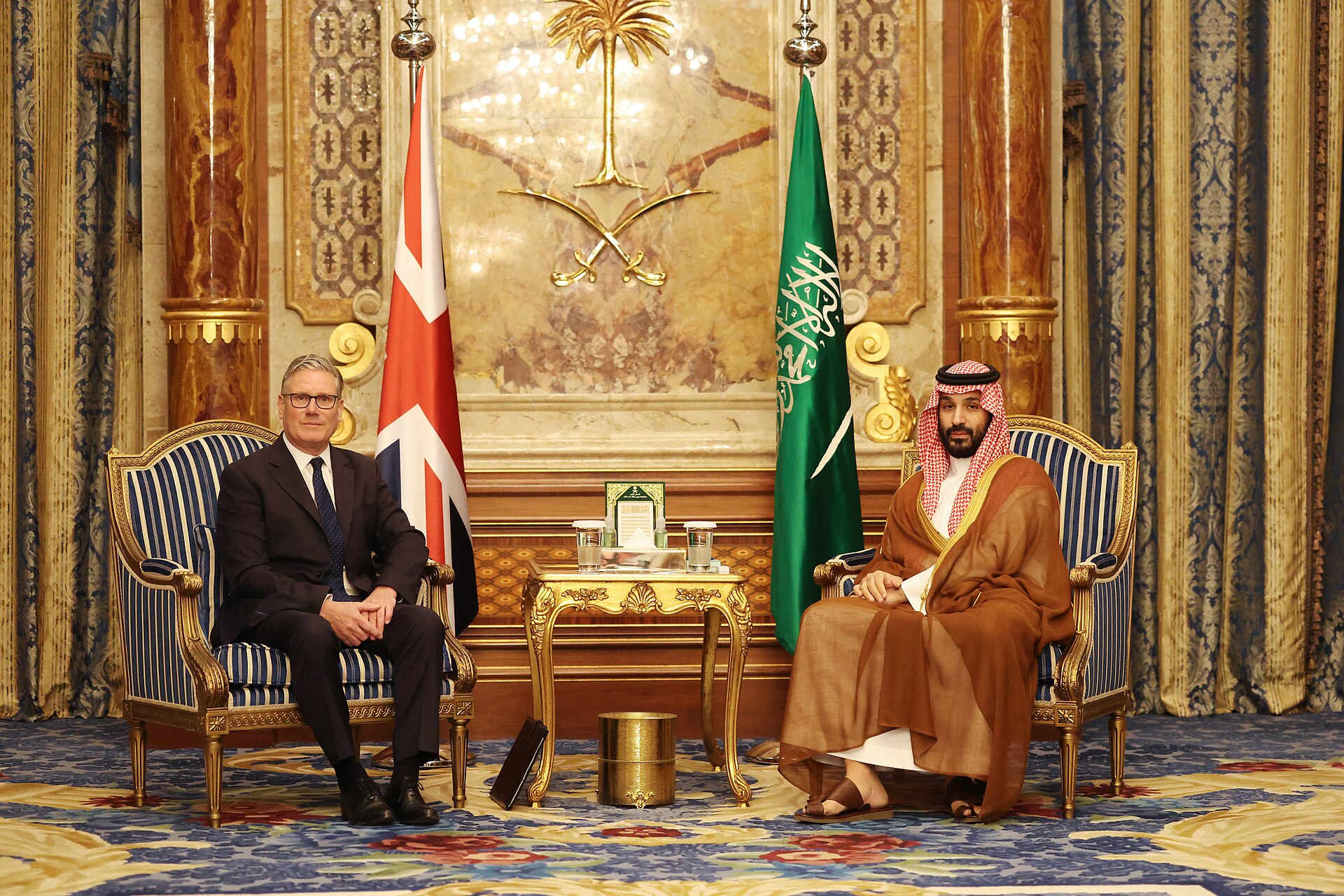 UK Prime Minister Keir Starmer meets Crown Prince Mohammed bin Salman in Jeddah, April 2026, with UK and Saudi flags visible
