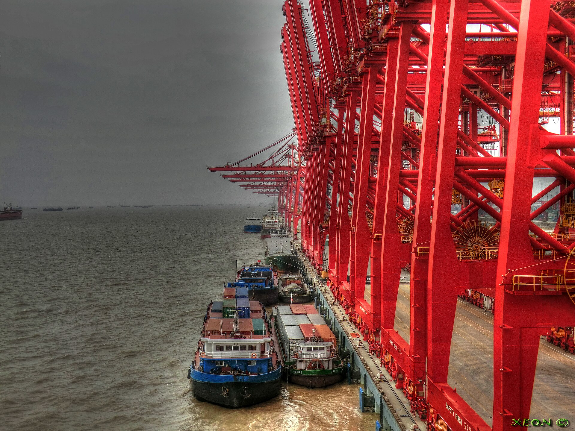 Container cranes at Taicang port, Jiangsu Province, China — a hub on the IRISL transit route documented in the Touska case