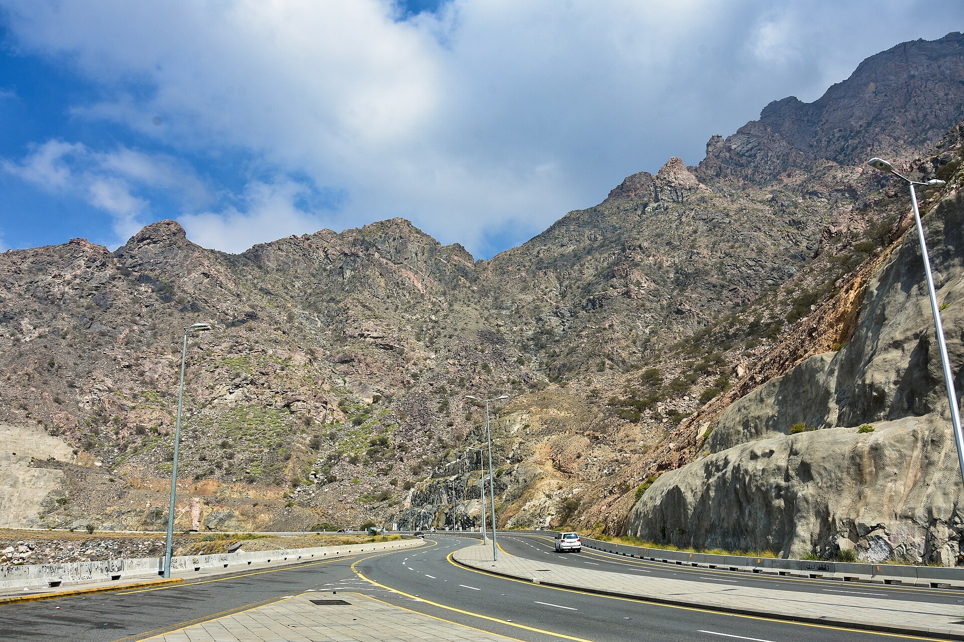 Al Hada mountain road winding through the Hejaz Mountains near Taif, Saudi Arabia