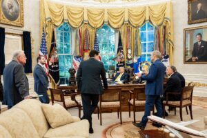 President Trump meets with Middle East envoy Steve Witkoff, Secretary of State Marco Rubio, and advisors in the Oval Office as Iran deadline approaches