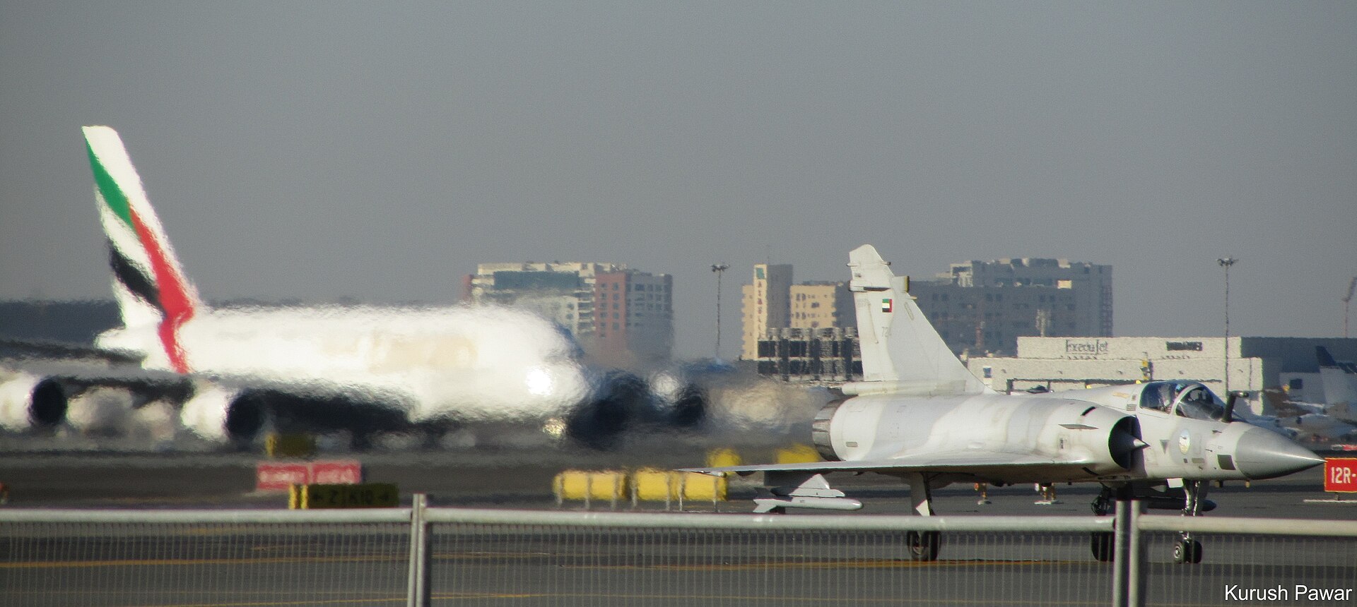 UAE Air Force Dassault Mirage 2000-9 fighter jet at Dubai Airshow, the same platform used in the April 8 strike on Lavan Island NIRDC refinery