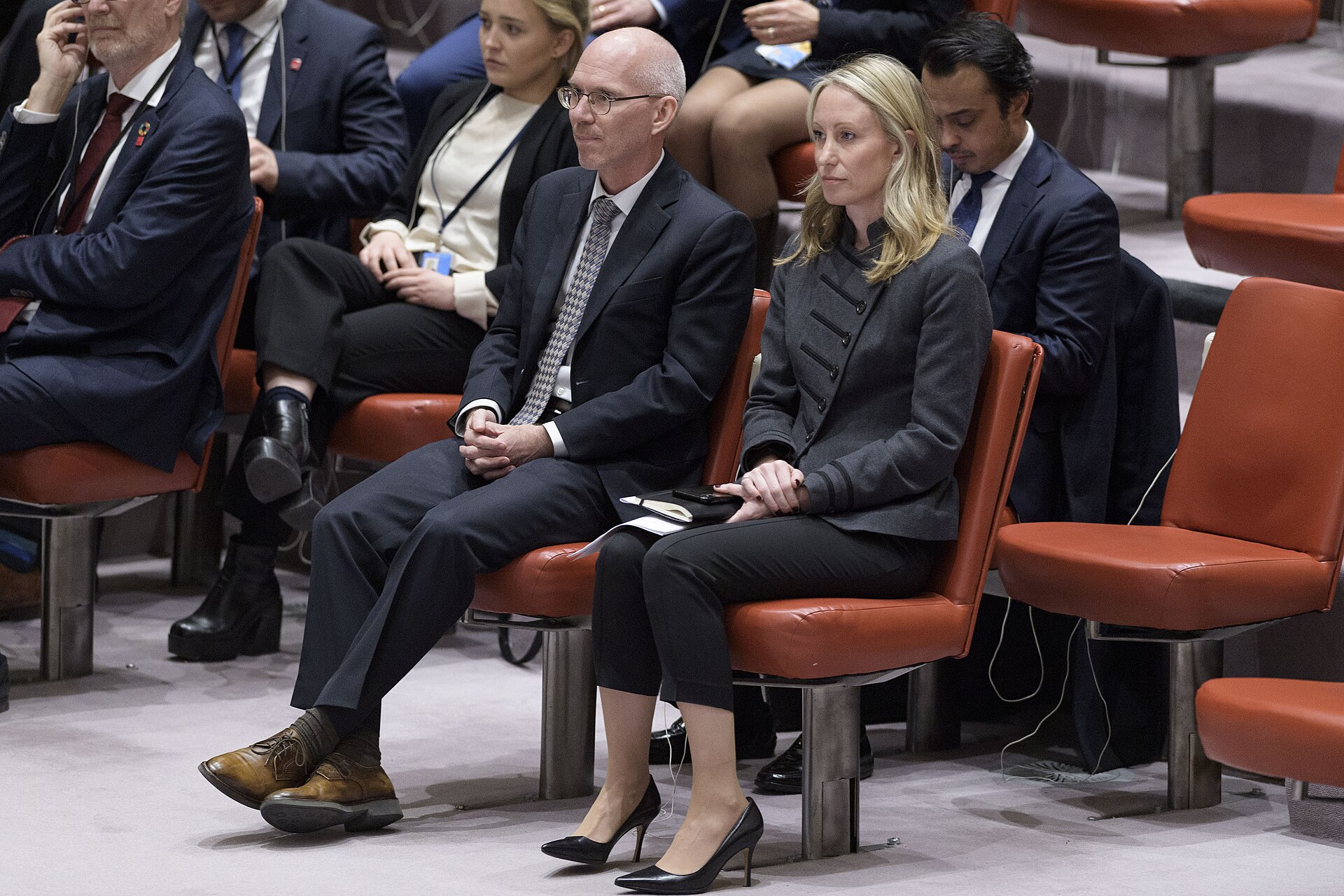 Diplomats and national representatives seated in the UN Security Council observer area during a high-level open debate, representing the expanded participation format used for the April 27, 2026 Hormuz maritime security session