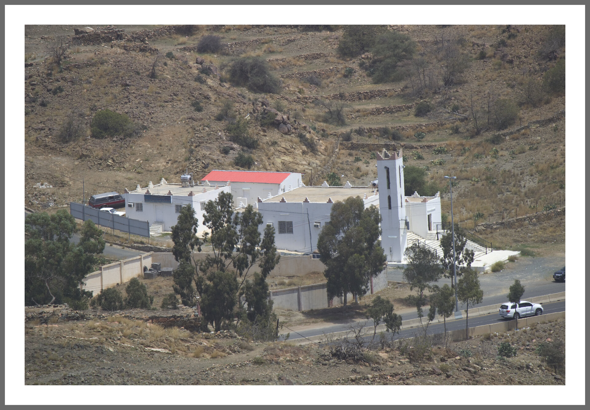 Terraced orchards and juniper forests on the slopes of Al Shafa mountain near Taif, Saudi Arabia