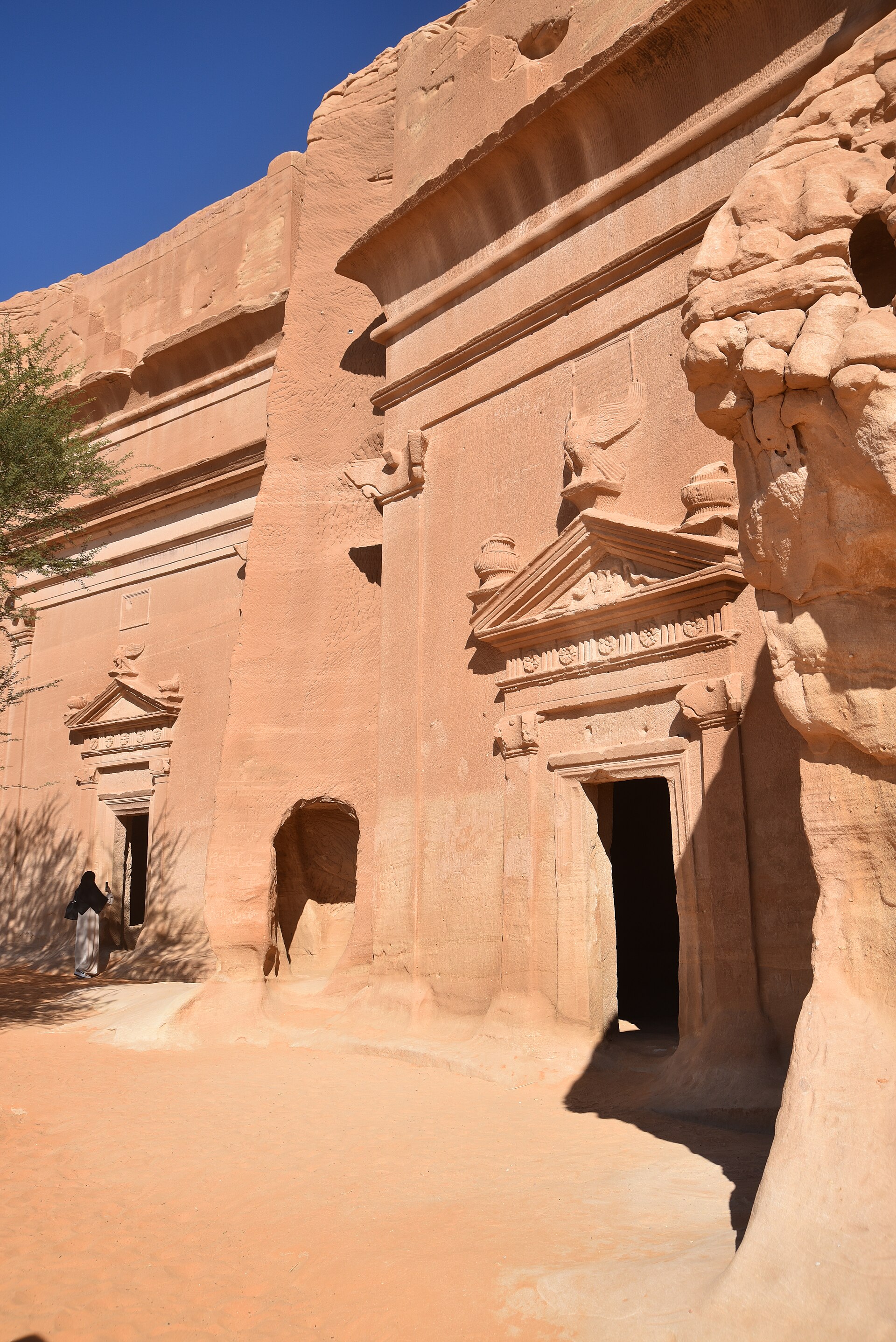 Qasr al-Bint Nabataean tombs at Hegra in AlUla, carved into sandstone cliffs