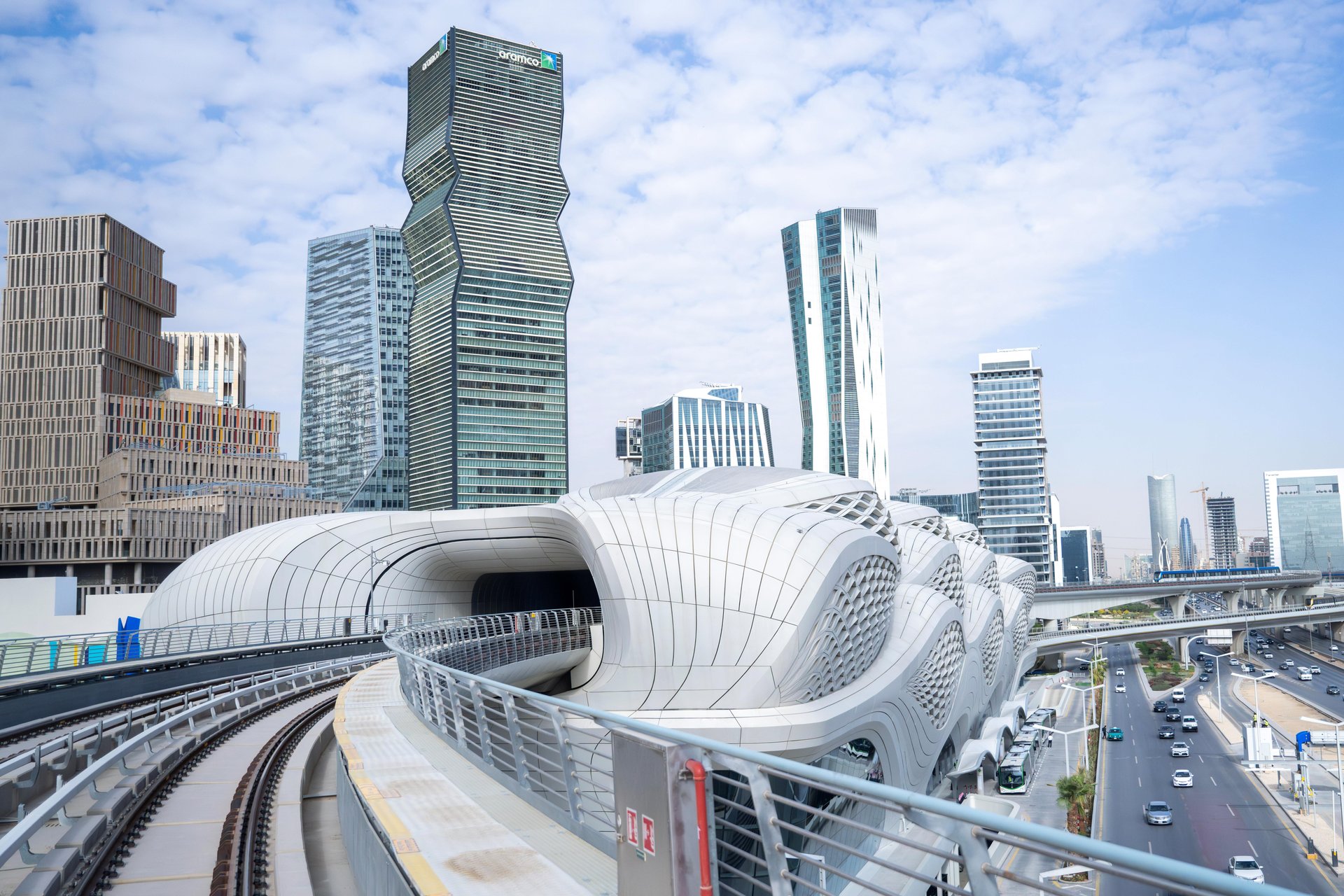 Riyadh Metro train at station in Saudi Arabia, 2024