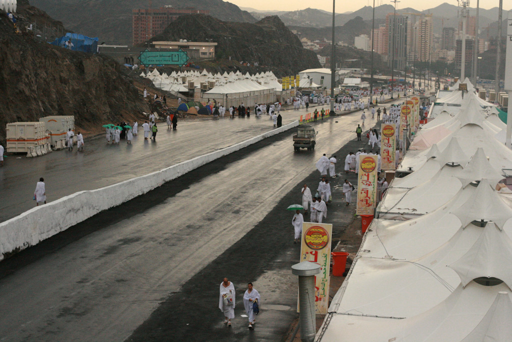 The tent city of Mina during Hajj pilgrimage in Saudi Arabia