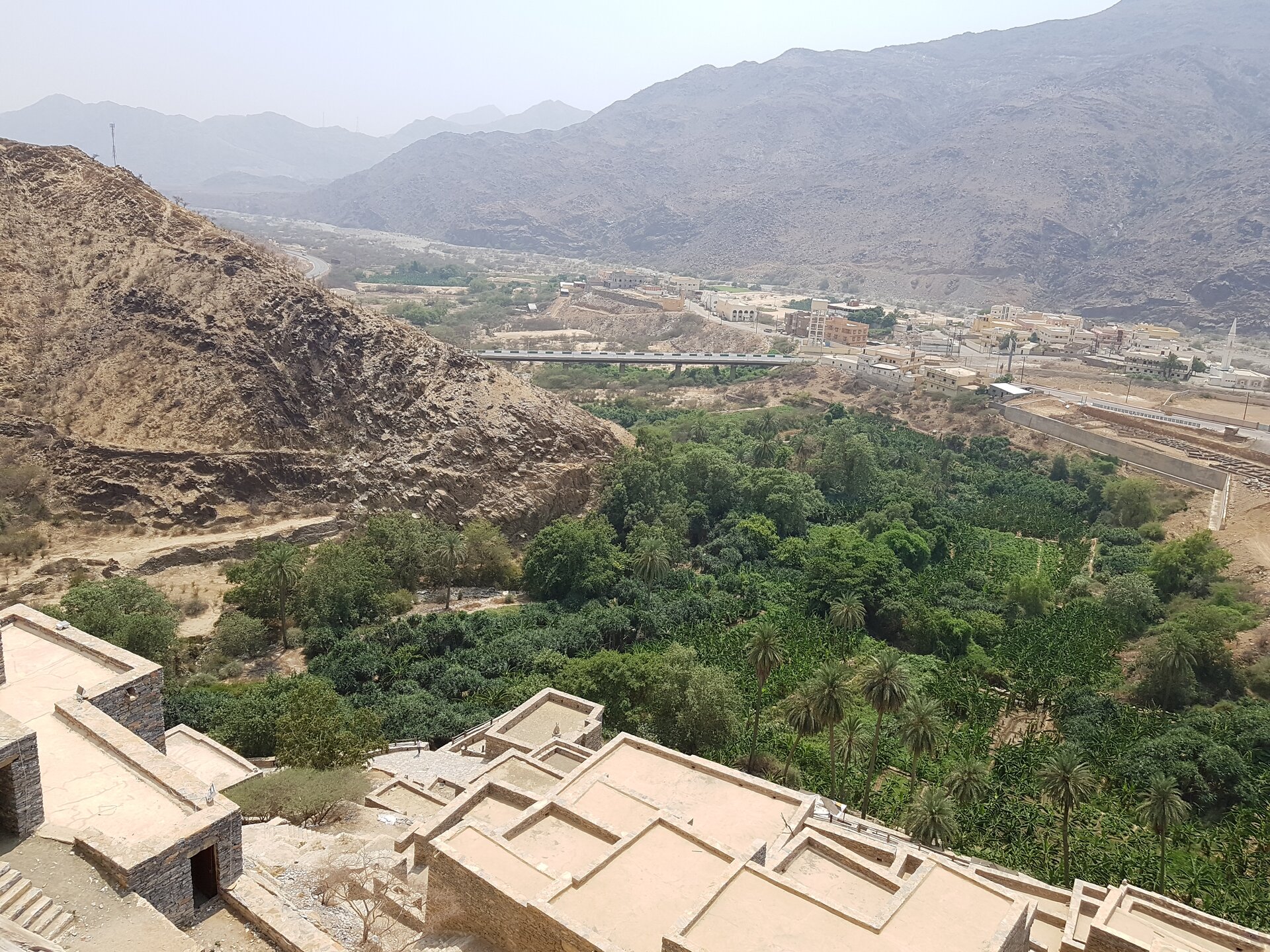 Panoramic view from Dhee Ayn village overlooking the green Tihama valley below Al Baha