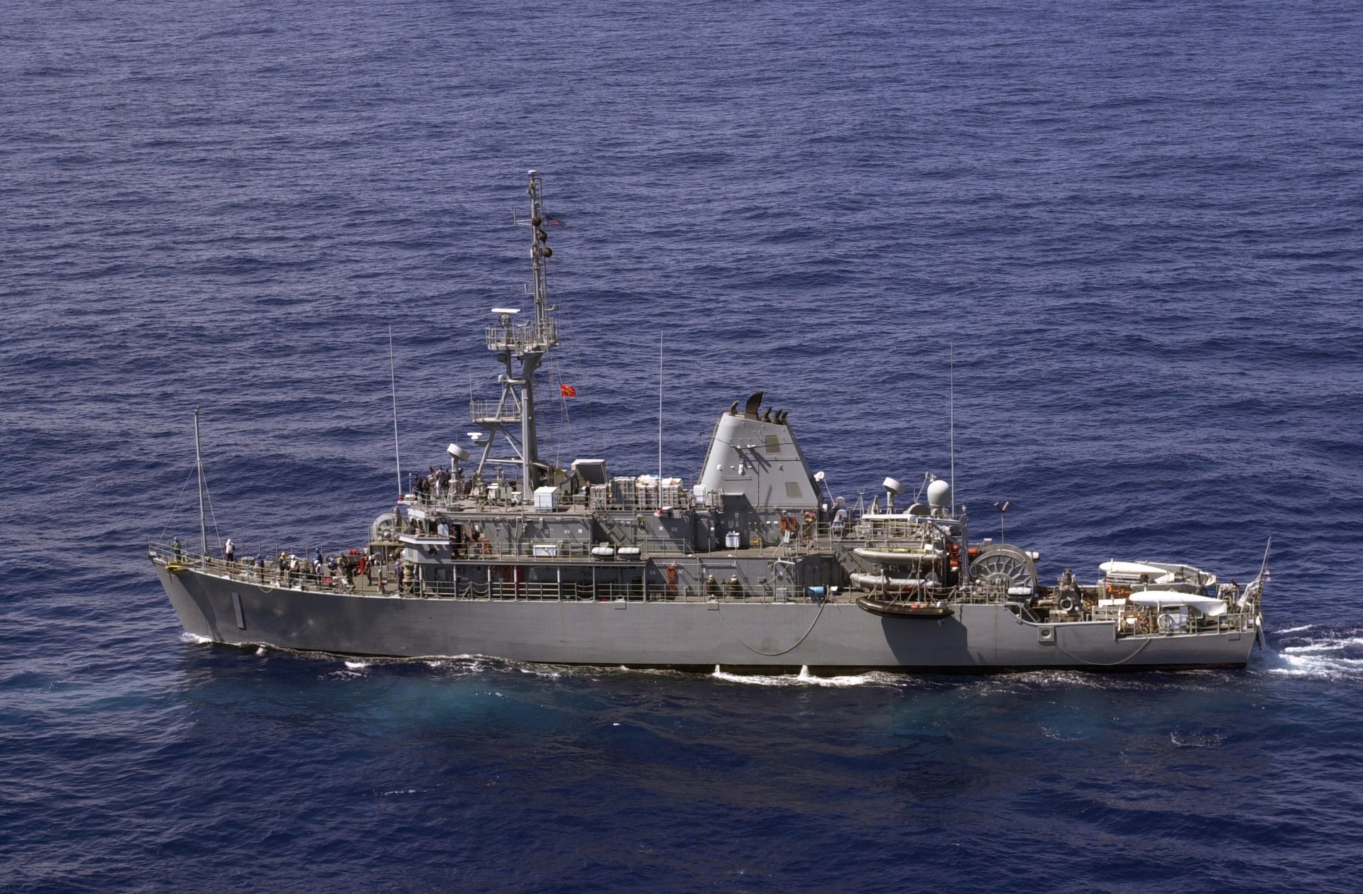 USS Avenger (MCM-1), lead ship of the Avenger-class mine countermeasure vessels that were forward-deployed to Bahrain before their September 2025 retirement