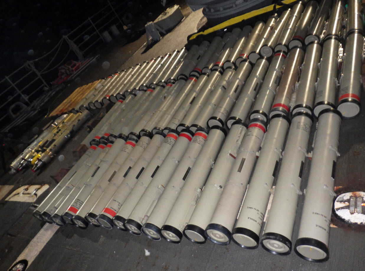 Iranian-supplied weapons cache seized by USS Normandy in the Arabian Sea, components bound for Houthi forces in Yemen