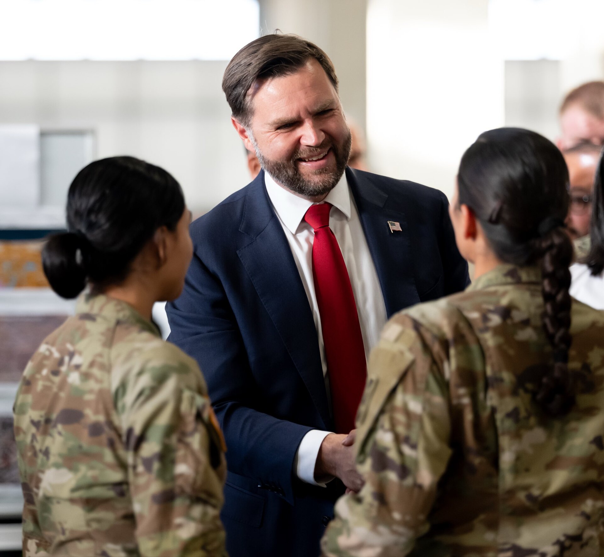 US Vice President JD Vance meets military personnel during Middle East visit — Vance led US delegation to first direct talks with Iran at Islamabad