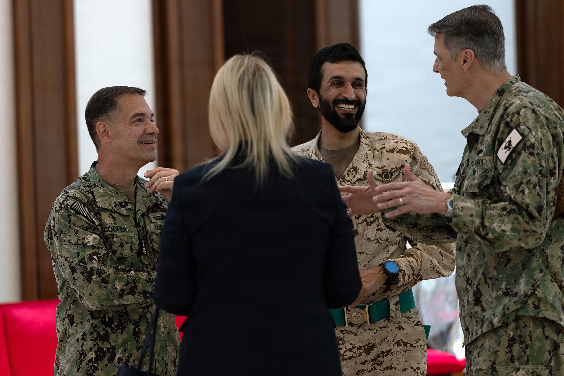 Admiral Brad Cooper, commander of U.S. Central Command, meets with regional military officials in Bahrain — Cooper testified before the Senate Armed Services Committee on May 14, 2026 claiming 90 percent of Iran mine inventory eliminated