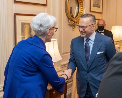 Anwar Gargash, UAE Presidential Adviser, meets with US Deputy Secretary of State Wendy Sherman in Washington D.C., 2021