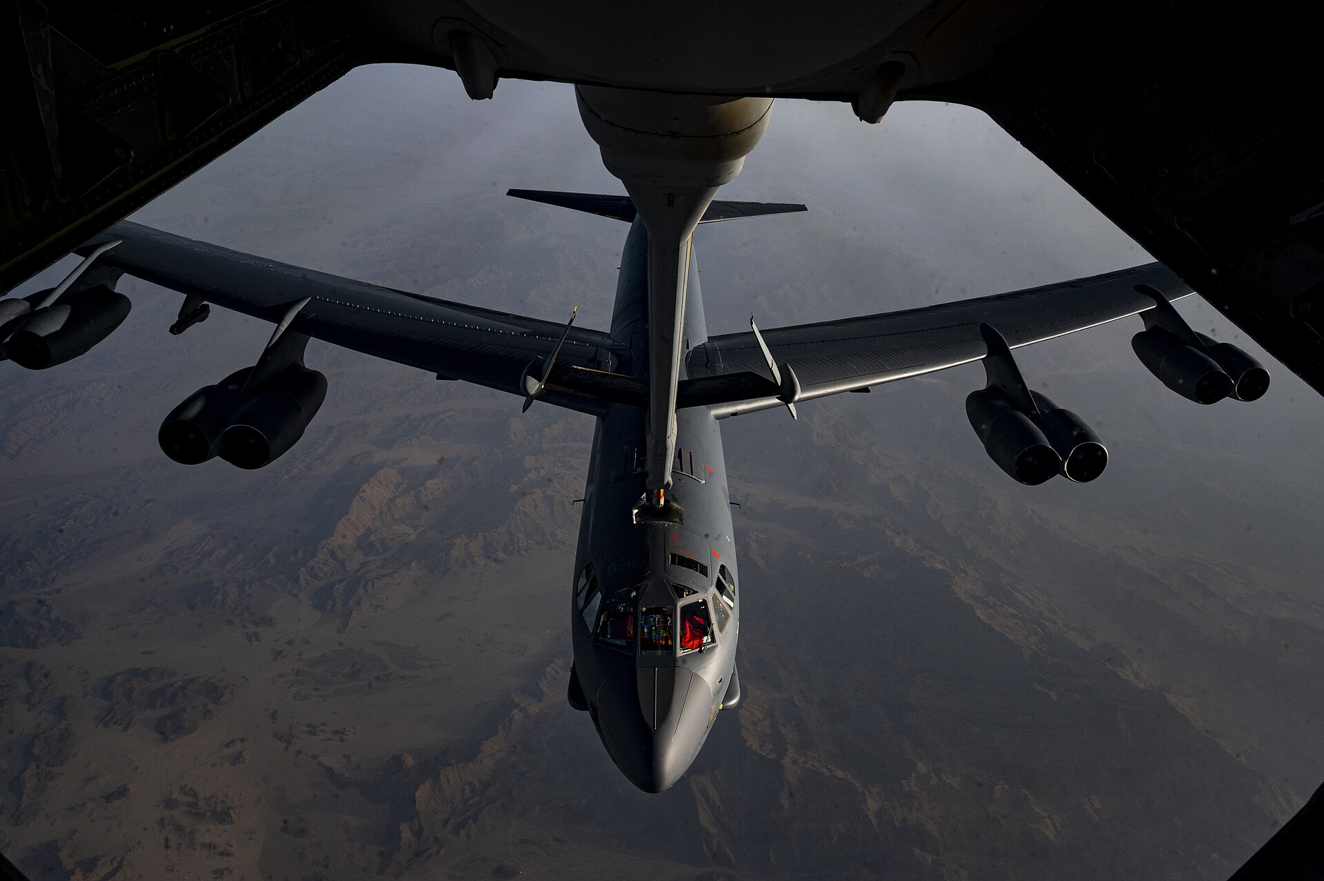 B-52H Stratofortress aerial refueling by KC-10 during US CENTCOM Gulf presence patrol, June 2022